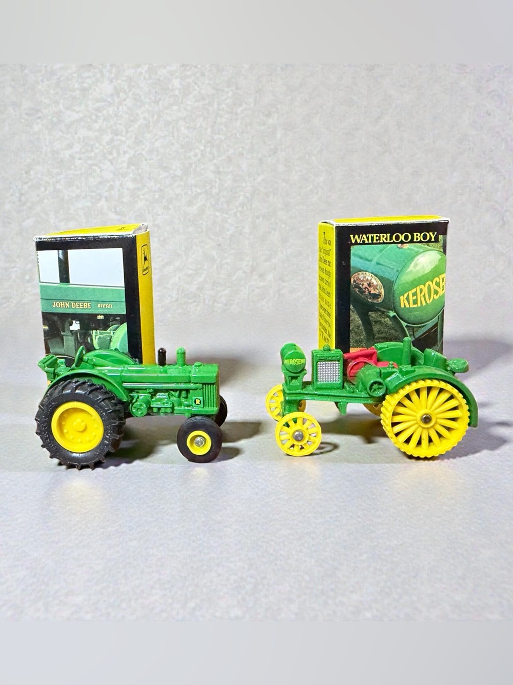 2 Vintage Mini Ertl 1/64 Scale John Deere Die-Cast Tractors
